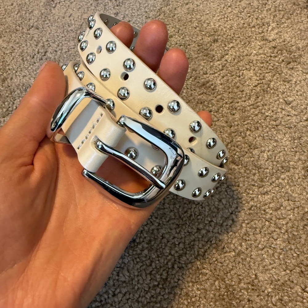 Madewell studded leather ivory  belt